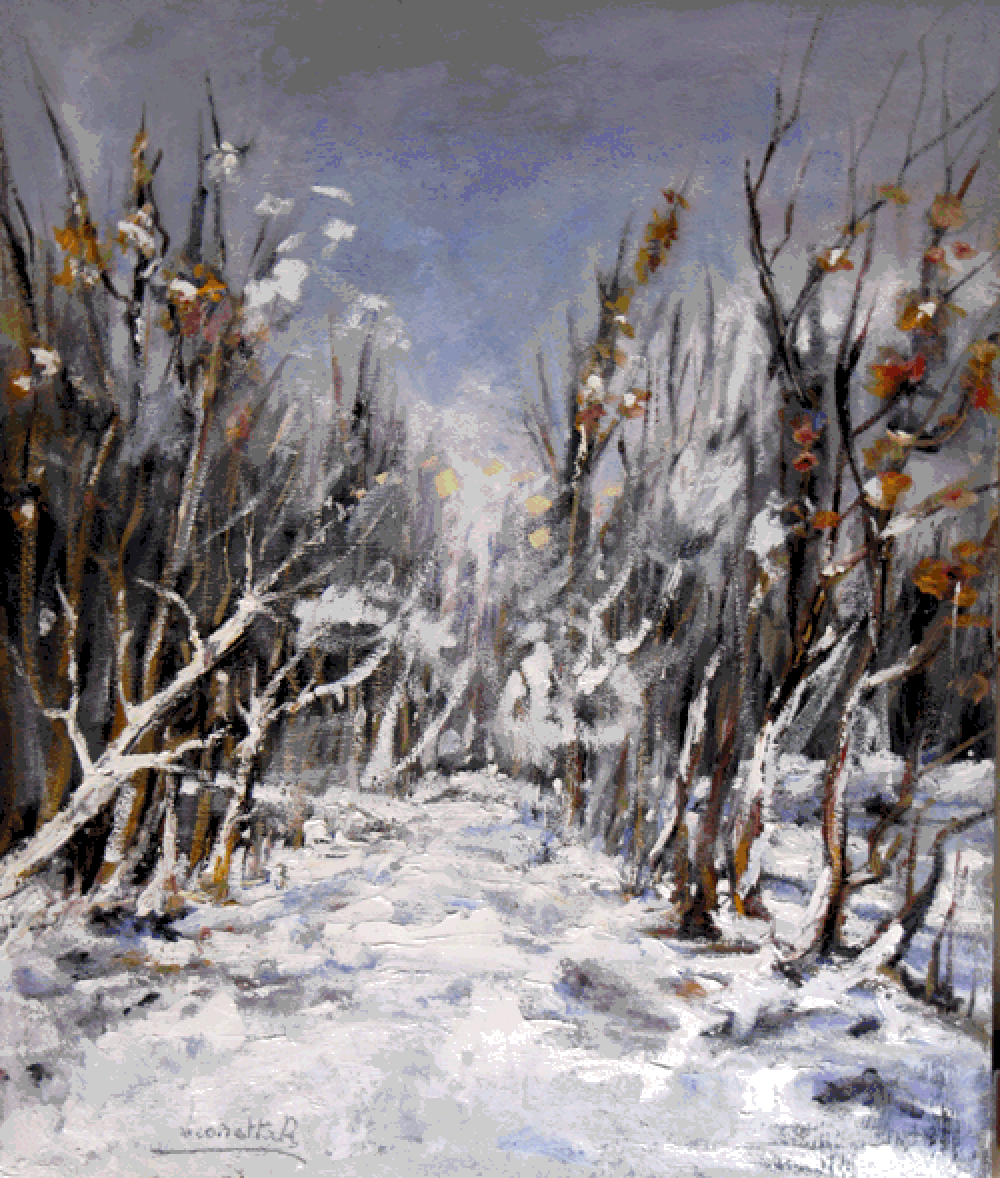 neve-nel-bosco-(snow in the wood Leonetta Rossi painter