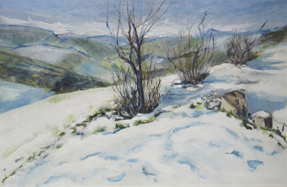 Nevicata in collima (snowfall in the hills) Leonetta Rossi painter