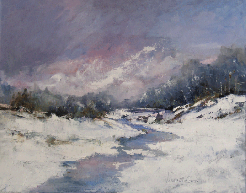 nevicata sul fiume(snowfall on the river) Leonetta Rossi painter