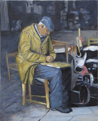 Artigiano al lavoro (craftsman at work)-Leonetta Rossi painter CM 40 X 50